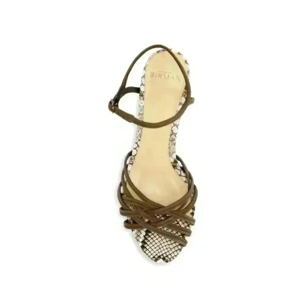Alexandre Birman Berthe Leather Sandal Size 38 Snakeskin Suede Straps - Picture 2 of 11